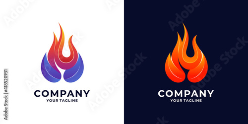 Fire flame Logo Template vector icon Oil, gas and energy logo concept