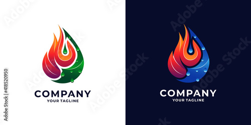 Fire flame Logo Template vector icon Oil, gas and energy logo concept
