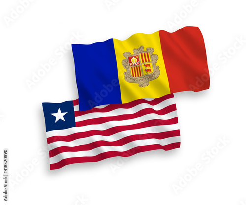 Flags of Liberia and Andorra on a white background