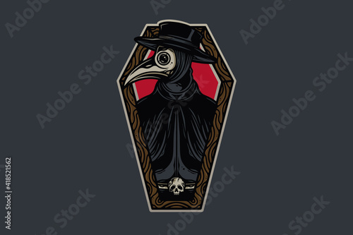 Plague Doctor Coffin Tattoo Design