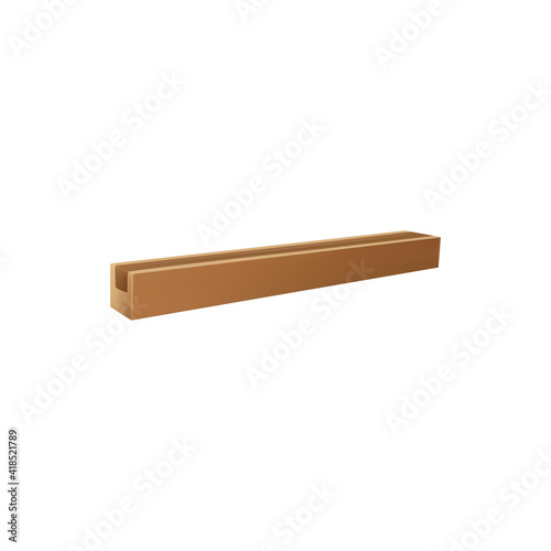 Long narrow carton box isolated horizontal packaging icon. Vector carton box delivery package rectangle closed box with adhesive tape. Shipping and delivery transportation container, cardboard pack