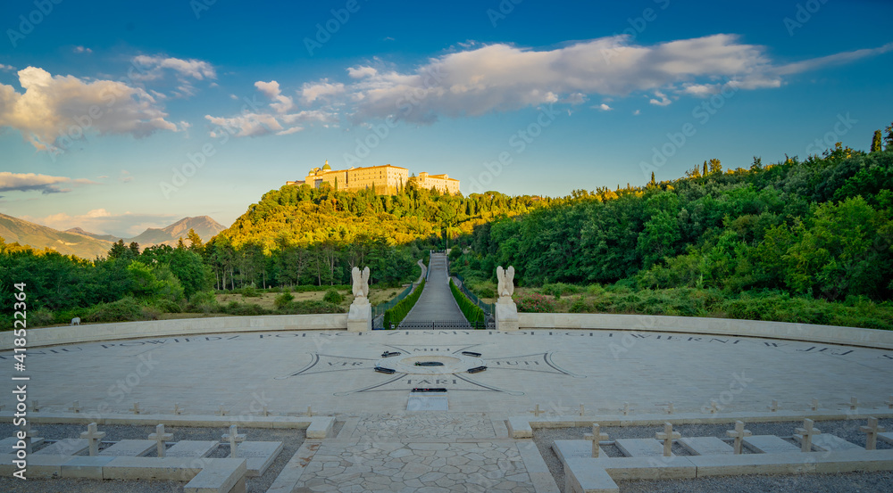 Abbey of Monte Cassino, Italy - monastery in the evening sun