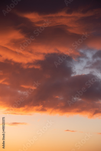 Sky and clouds with red and orange light before sunrise at dawn © PHOTOLIFESTYLE