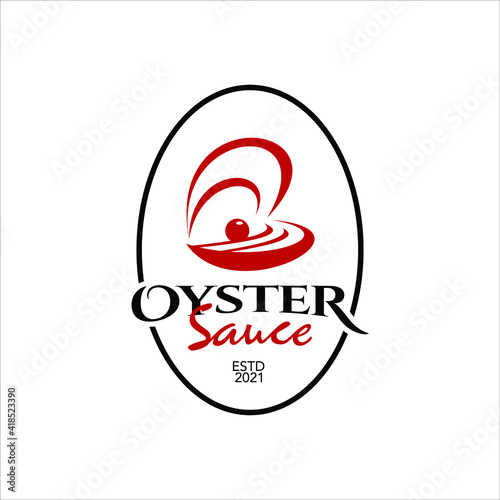 Simple Oyster Sauce Logo Seafood Flavor Label and Sticker for Culinary Industry Graphic Design Inspiration