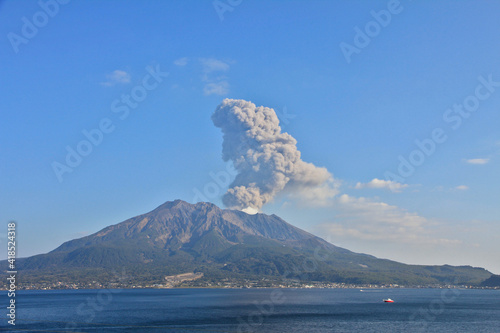 Volcanic Eruption of Sakurajima in Kagoshima, Japan photo