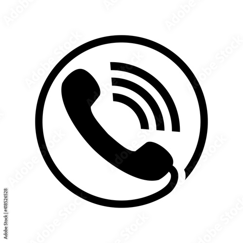 Vector illustration of a telephone receiver icon. Suitable for design elements from telephone communications, emergency number service and customer complaint number. Phone handle with signal wave icon