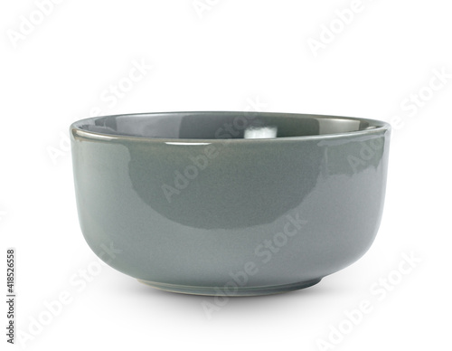 Gray bowl empty isolated on white background ,include clipping path