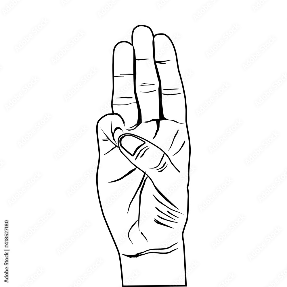 Three Fingers Gesture Salute Vector IIlustration