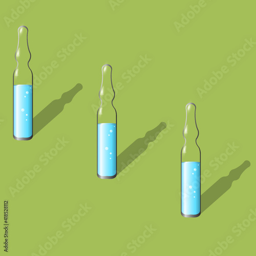 volumetric transparent glass ampoule with coronavirus vaccine