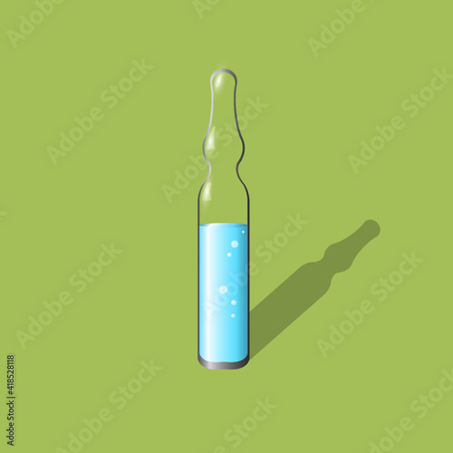 volumetric transparent glass ampoule with coronavirus vaccine