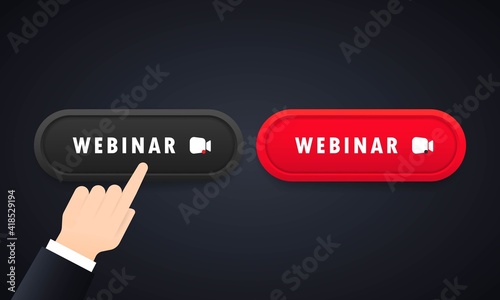 Webinar button. Studying online concept. Video training, lecture, course. Vector on isolated background. EPS 10