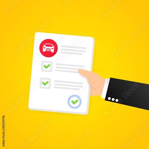Successful driving exam paper banner. Driving school examination. Vector on isolated background. EPS 10