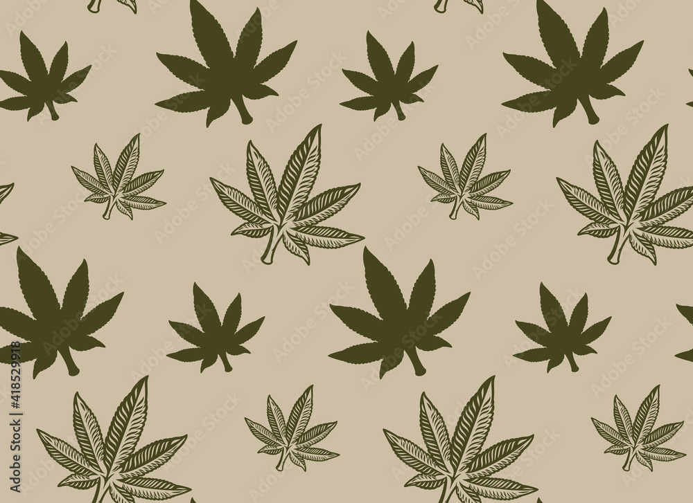 Seamless pattern with a cannabis leaf on white background. Seamless pattern with a cannabis leaf on white background.