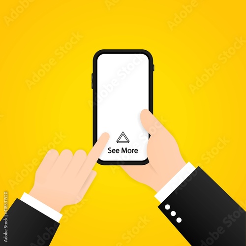 Swipe up to see more on smartphone. Social media concept. Vector on isolated background. EPS 10