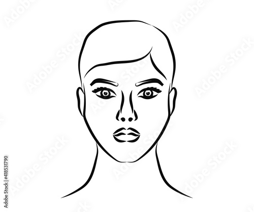 Portrait of a beautiful woman on a white background. Silhouette. Vector illustration.
