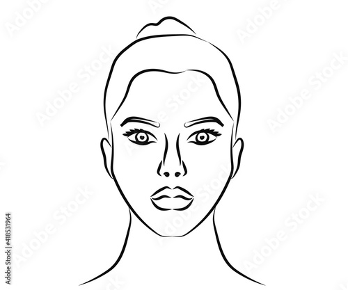 Portrait of a beautiful woman on a white background. Silhouette. Vector illustration.