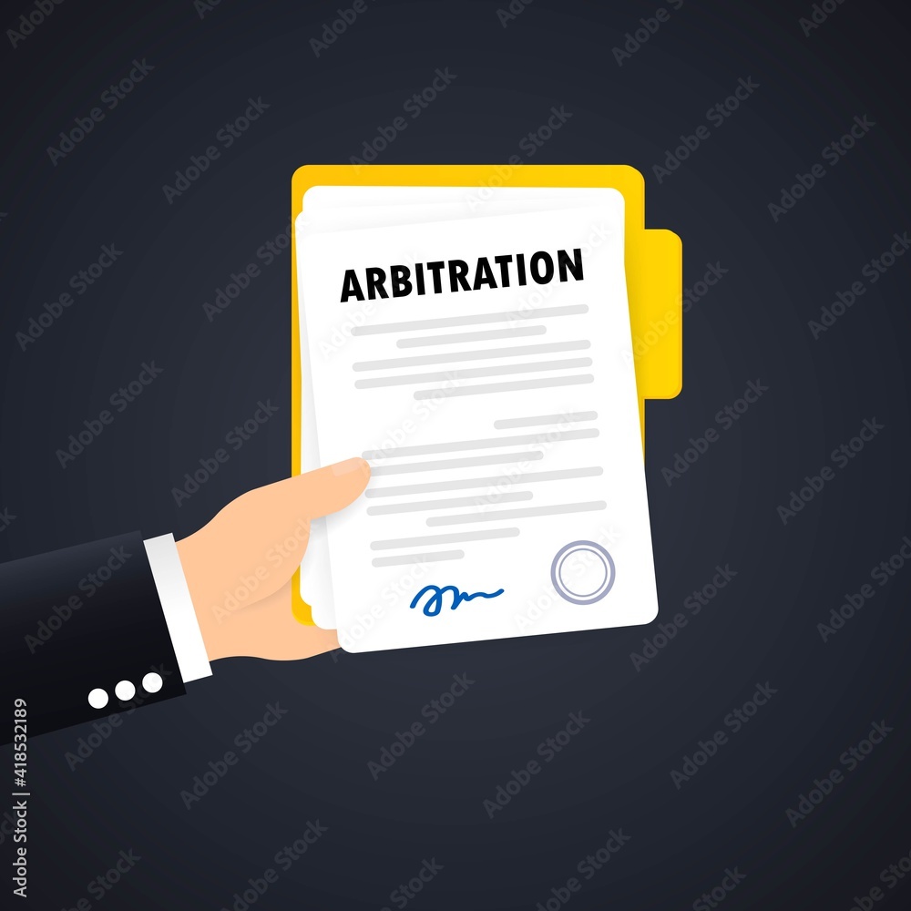 Arbitration agreement illustration. Legal resolution conflict. Vector on isolated background. EPS 10 Arbitration agreement illustration. Legal resolution conflict. Vector on isolated background. EPS 10