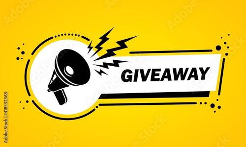 Megaphone with Giveaway speech bubble banner. Loudspeaker. Label for business, marketing and advertising. Vector on isolated background. EPS 10