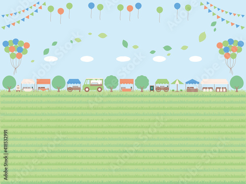 シンプルな初夏のフリーマーケットの背景イラスト