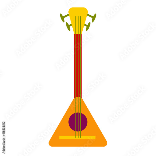 Russian-folk musical instrument balalaika isolated on a white background. Russian Maslenitsa. Vector illustration in a flat style. For design and decoration.