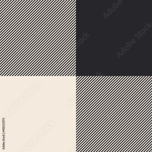 Buffalo Plaid pattern seamless vector illustration. Black and ivory check plaid for fashion textile design.