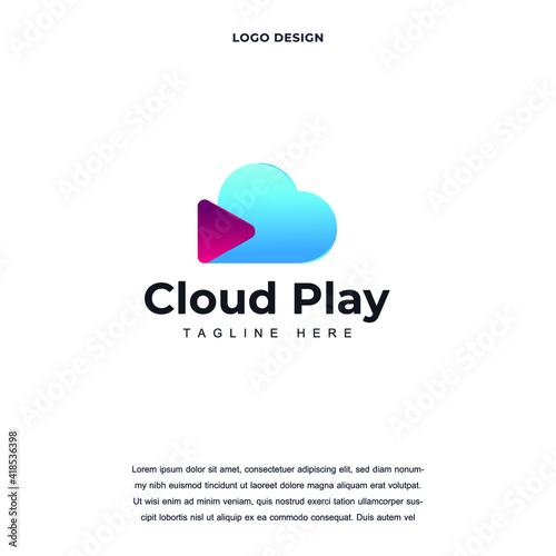 abstract cloud and play icon logo design vector illustration. cloud and play luxury company branding Creative logo design