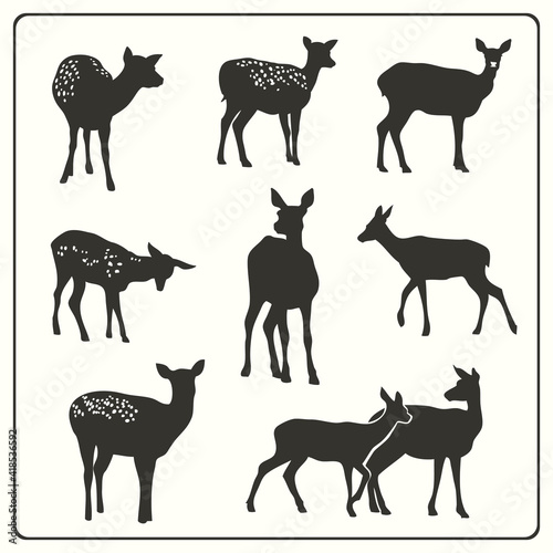 Deer silhouette set