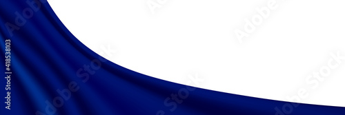 Vector luxury realistic blue silk satin drape textile background. Elegant fabric shiny smooth material with waves. 
