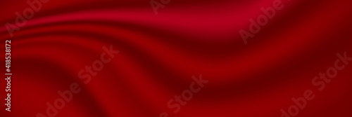 Curtain red with 3d style. Concert or ceremony template. Award or winner concept with golden glitter. Shining stage background with spotlight. Vector illustration.