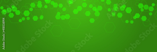 Vector Abstract geometric background. Template brochure design. Green hexagon shape 