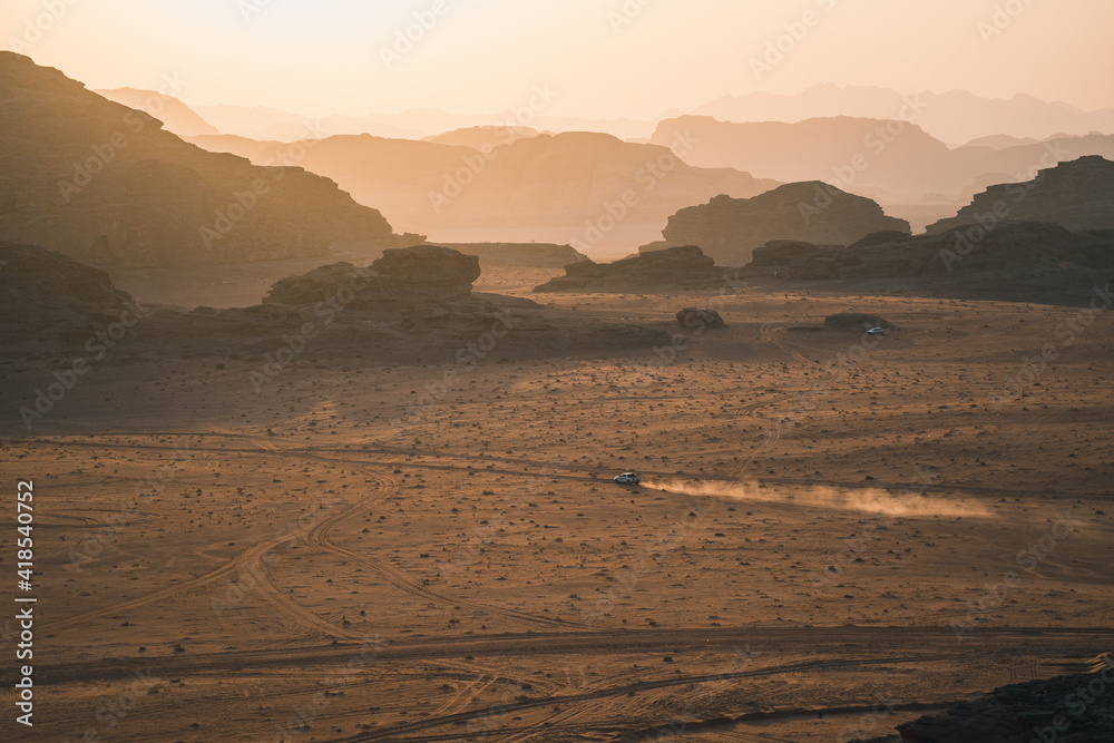 Sunset Wadi Rum desert / jordan