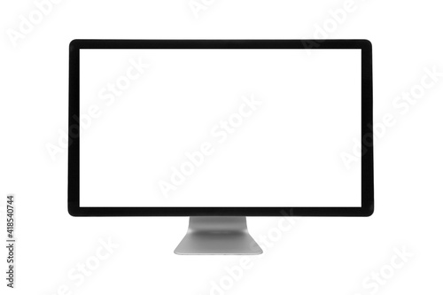 computer with blank white screen isolated on withe background