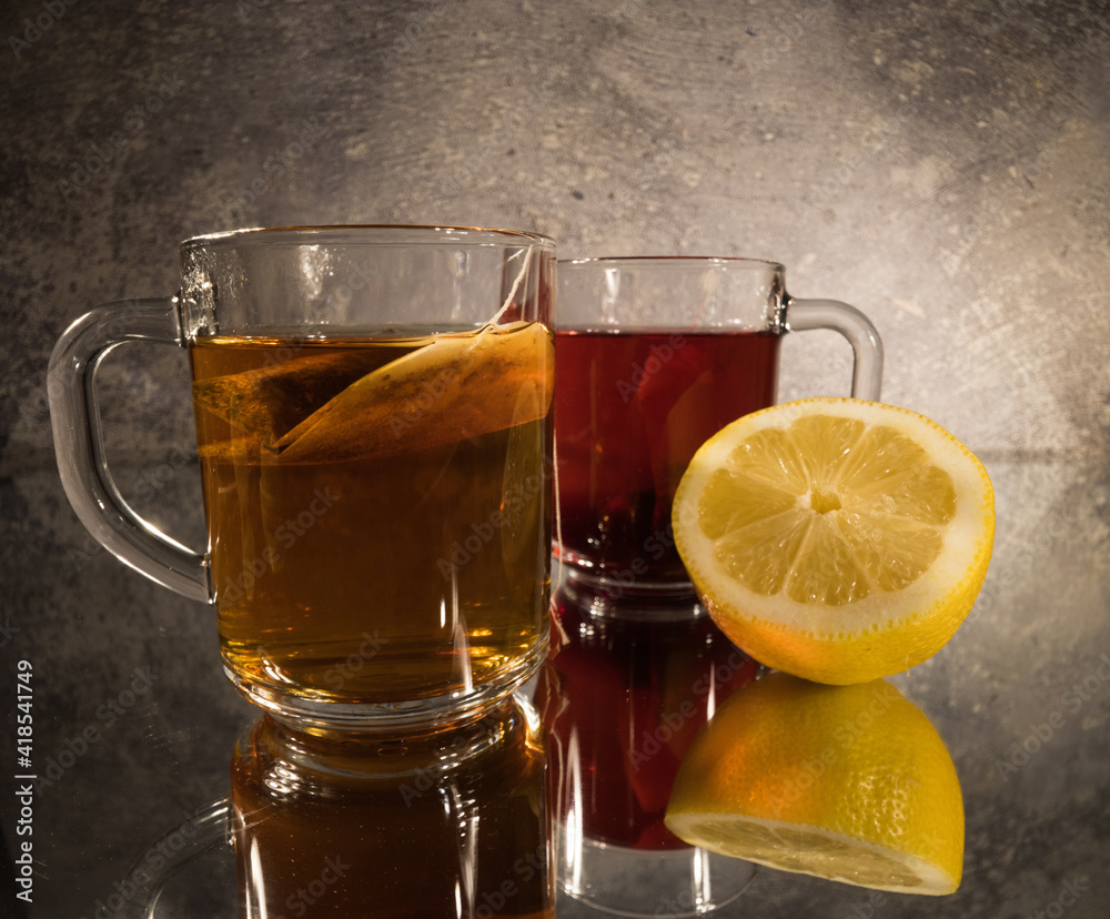 Glasses of Tea of different flavours in close-up view - food photography Glasses of Tea of different flavours in close-up view - food photography