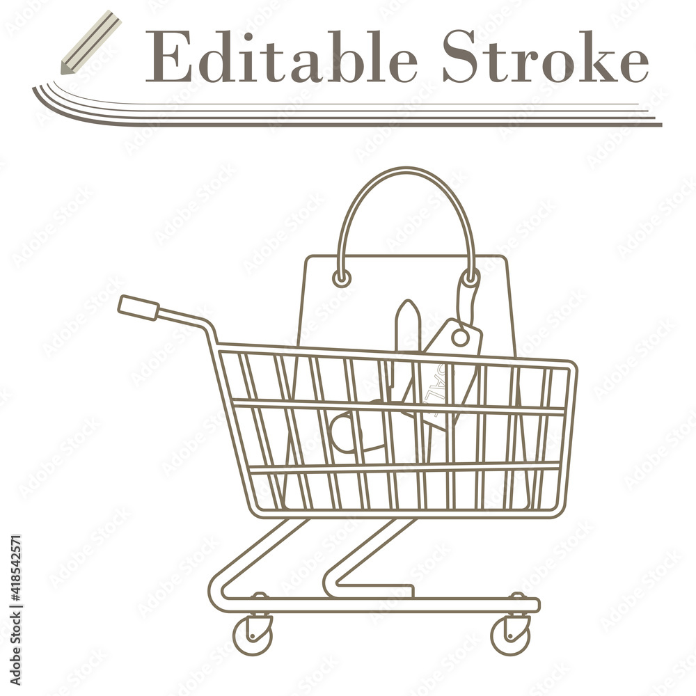 Shopping Cart With Bag Of Cosmetics Icon Shopping Cart With Bag Of Cosmetics Icon