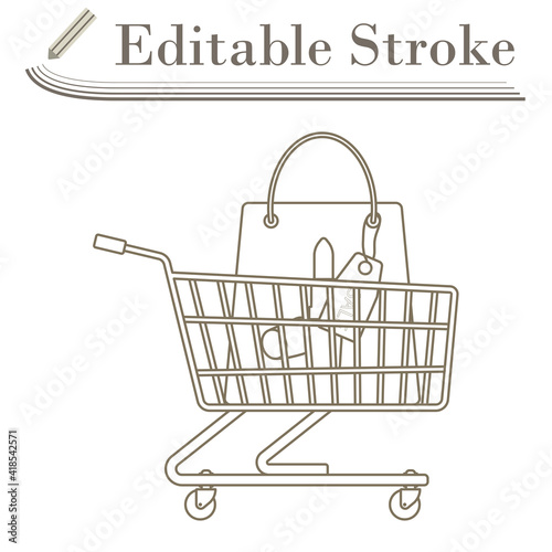 Shopping Cart With Bag Of Cosmetics Icon
