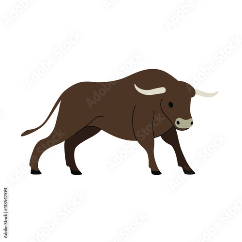 Cartoon bull - cute character for children. Vector illustration in cartoon style.