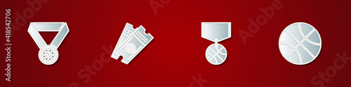 Set Basketball medal, game ticket, and icon. Vector.