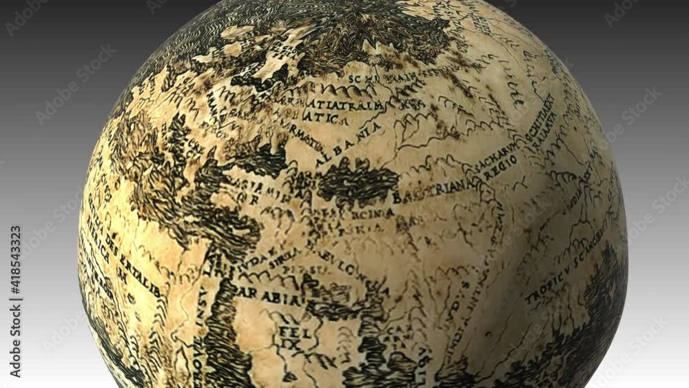 Da Vinci Globe rotation loop detail 3D model animation on a