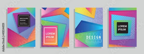 Covers templates set with graphic geometric elements. Applicable for brochures, posters, covers and banners. Vector illustrations.