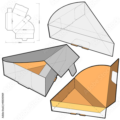 Triangular Box and Die-cut Pattern. The .eps file is full scale and fully functional. Prepared for real cardboard production.
