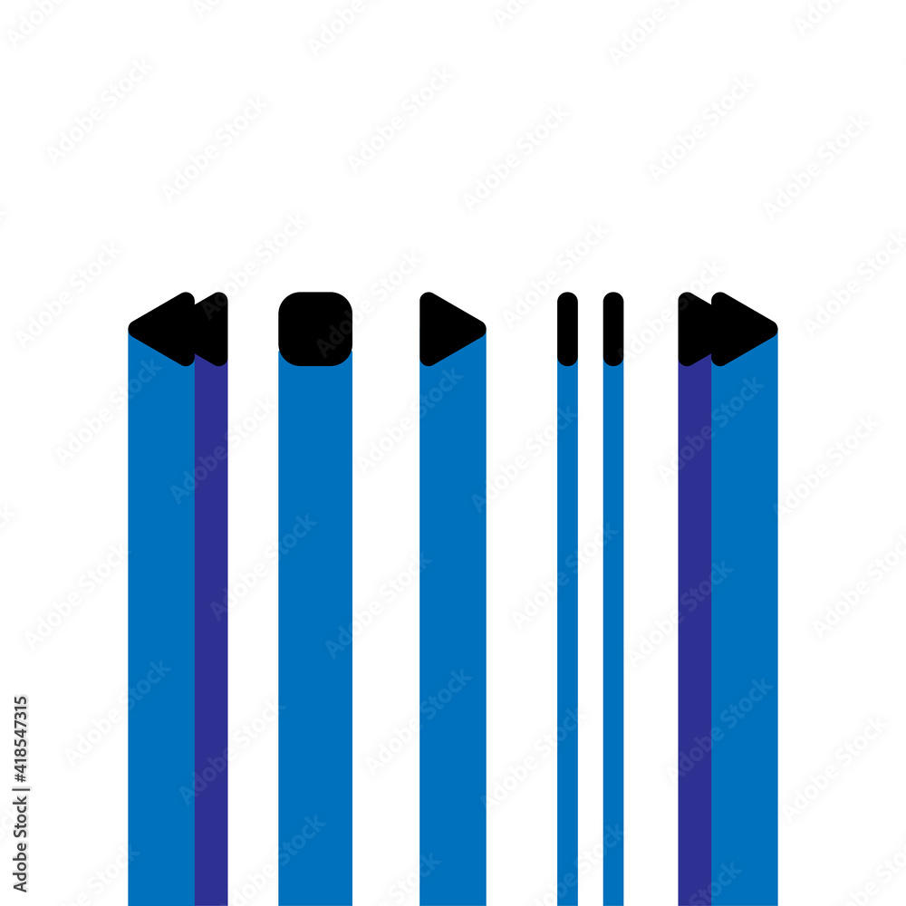 Flat music player icon. Music player control panel background. Logo design element 