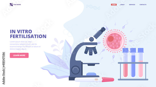 Pregnancy planing, pregnancy management, prenatal diagnostics, assisted reproductive technology, fertilisation. Flat vector illustration for web site, landing page. Preimplantation genetic diagnosis.