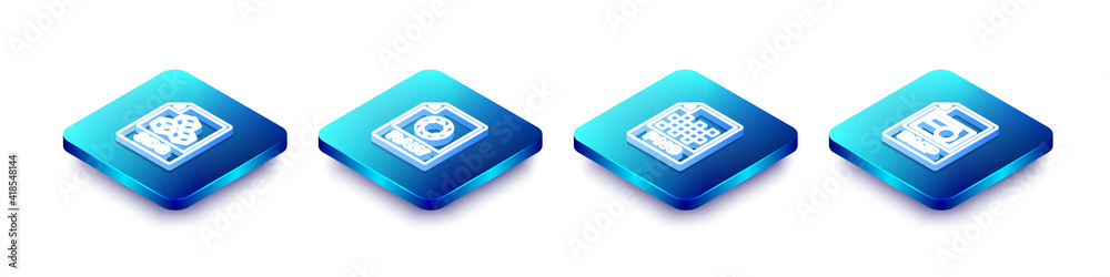 Set Isometric line 3DS file document, RAW, PNG and BMP icon. Vector. Set Isometric line 3DS file document, RAW, PNG and BMP icon. Vector.
