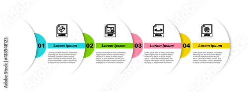 Set line MSG file document, GIF, XML and AVI. Business infographic template. Vector.