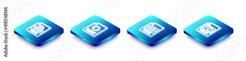 Set Isometric line 3DS file document, RAW, PNG and BMP icon. Vector.