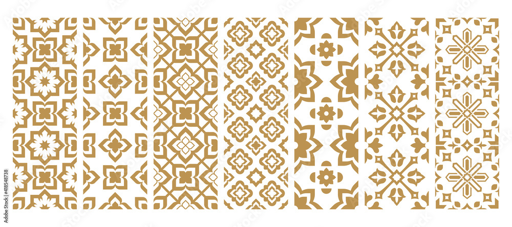 Set arabic oriental ornamental floral abstract arabesque seamless patterns. East motif pattern on white background vector illustration