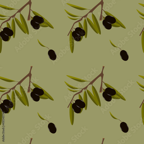 pattern with olive branches, retro style
