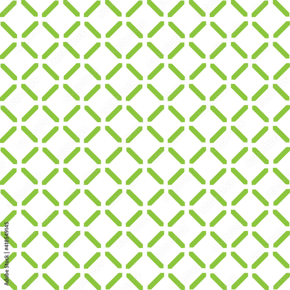 X cross geometric pattern, simple seamless pattern made with lines, green shapes, white background X cross geometric pattern, simple seamless pattern made with lines, green shapes, white background