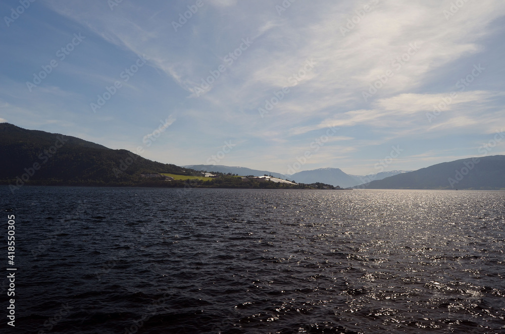 View from the board of Flam - Bergen ferry. Sognefjord, Norway, Scandinavia. Tourism and travel. View from the board of Flam - Bergen ferry. Sognefjord, Norway, Scandinavia. Tourism and travel.