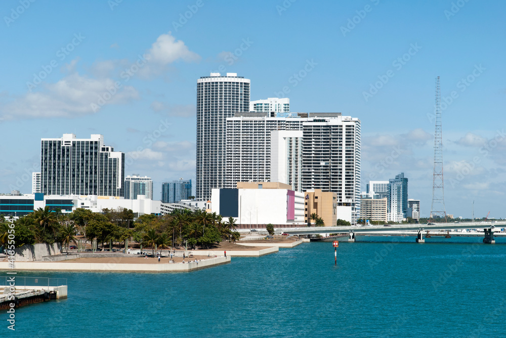 Miami Downtown Waterfront Modern Skyline